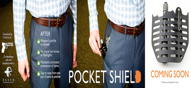 The Pocketshield offers the possibility to completely conceal a number of weapons, tools and other every day carry gear